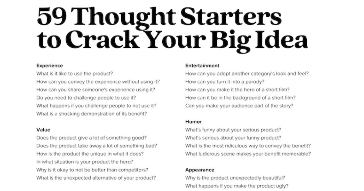 59 'Big Idea' Thought Starters
