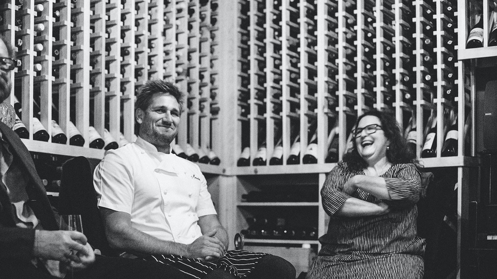 Champion Chef’s Table event at Maude featuring chef Curtis Stone and Evan Kleiman, Host of Good Food. Photo by Gina Clyne. Champion Chef’s Table event at Maude featuring chef Curtis Stone and Evan Kleiman, Host of Good Food. Photo by Gina Clyne.